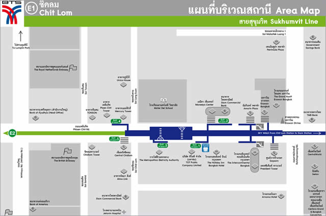 Карта-схема Станции Надземного Метро BTS Chit Lom  Бангкок