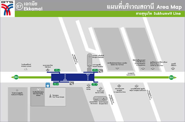 Карта-схема Станции Надземного Метро BTS Ekkamai  Бангкок