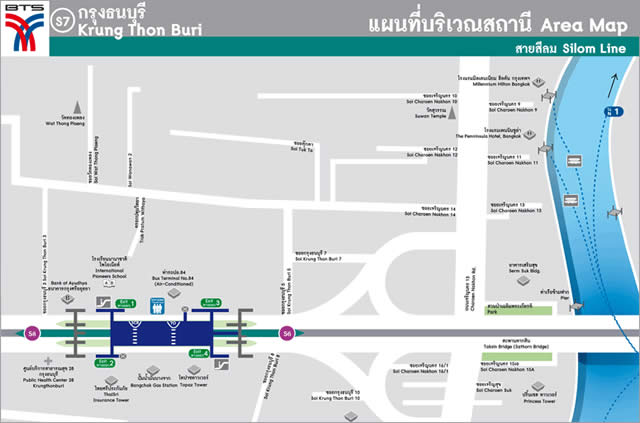 Карта-схема Станции Скайтрейн BTS Saphan Taksin  Бангкок