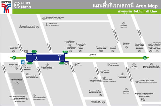 Карта-схема Станции Надземного Метро BTS Nana  Бангкок