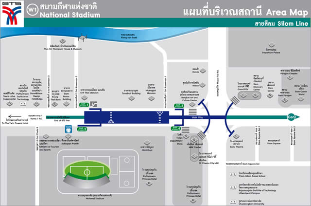 карта-схема станци   надземного метро BTS National Stadium Бангкок