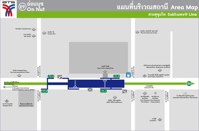 Карта-схема Станции Надземного Метро Скайтрейн BTS On Nut  Бангкок