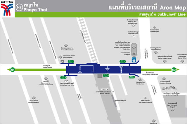 Карта-схема Станции Надземного Метро BTS Phaya Thai  Бангкок