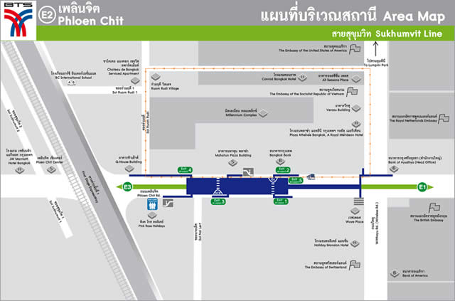 Карта-схема Станции Надземного Метро BTS Ploenchit  Бангкок