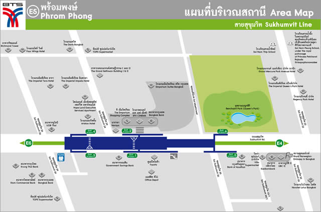 Карта-схема Станции Надземного Метро BTS Phrom Phong  Бангкок