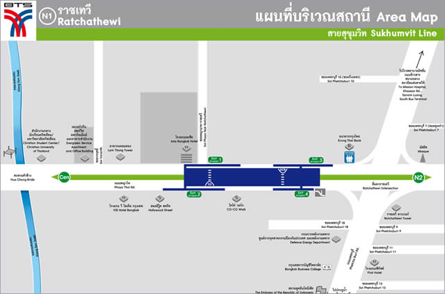 Карта-схема Станции Надземного Метро BTS Ratchathewi   Бангкок