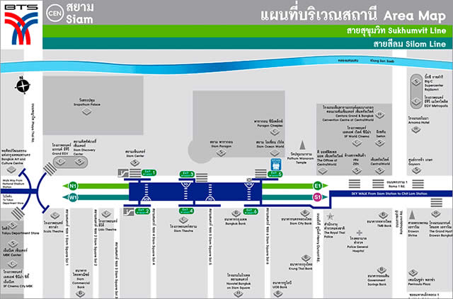 Карта-схема Станции Надземного Метро BTS Siam  Бангкок