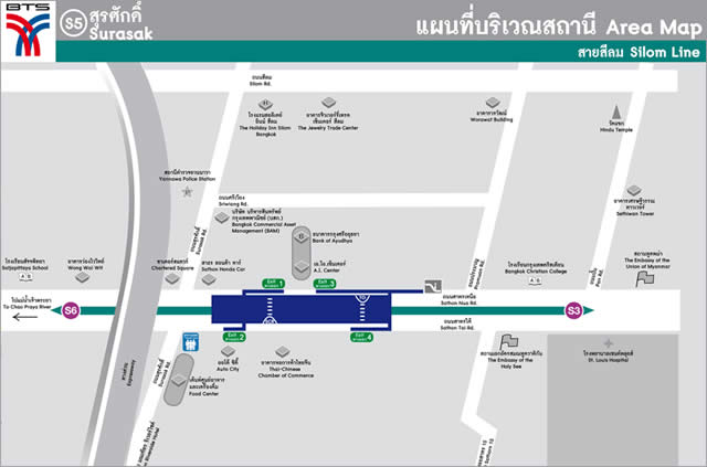 Карта-схема Станции Скайтрейн BTS Surasak  Бангкок