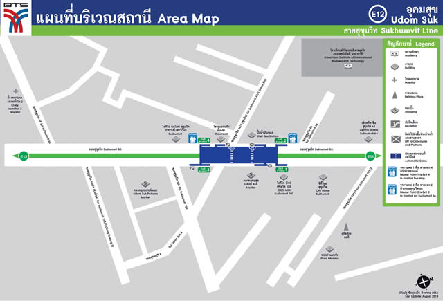 Карта-схема Станции Надземного Метро Скайтрейн BTS Udom Suk  Бангкок