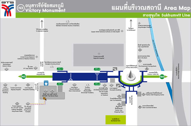 Карта-схема Станции Скайтрейн BTS Victory Monument  Бангкок