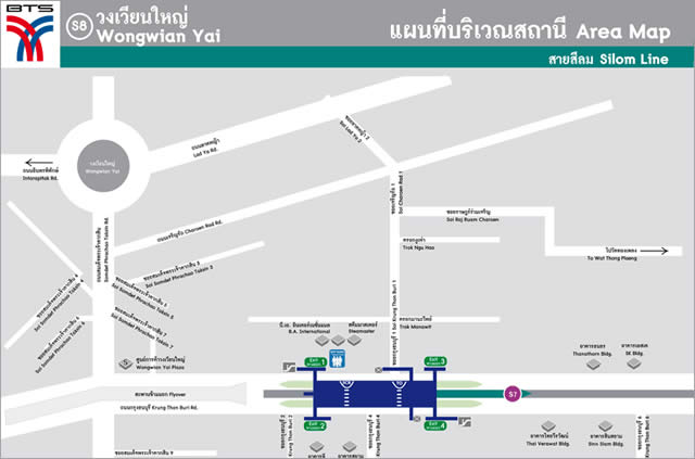Карта-схема Станции Надземного Метро BTS Wongwian Yai  Бангкок