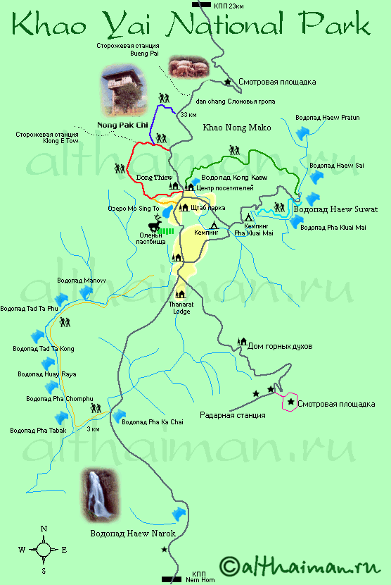 MAP OF KHAO YAI NATIONAL PARK THAILAND_КАРТА КХАО ЯЙ КАО НАЦИОНАЛЬНЫЙ ПАРК ТАИЛАНД