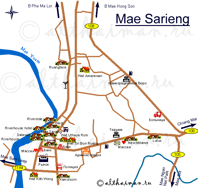 MAP OF MAE SARIENG SARIANG MAP THAILAND_КАРТА МАЕ САРИАНГ САРИЕНГ ТАИЛАНД