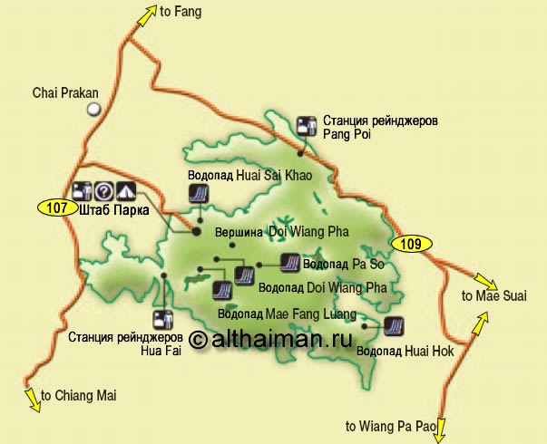 карта национального парка Дои Вианг Пха - Doi Wiang Pha  national park map