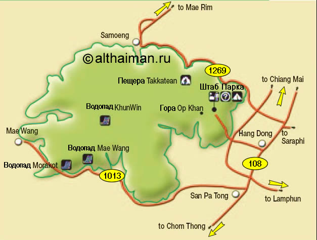 карта национального парка оп кхан - op khan national park map