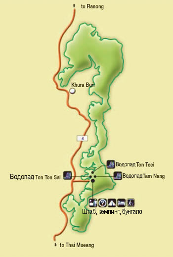 map of Khao Lak - Lamru national park